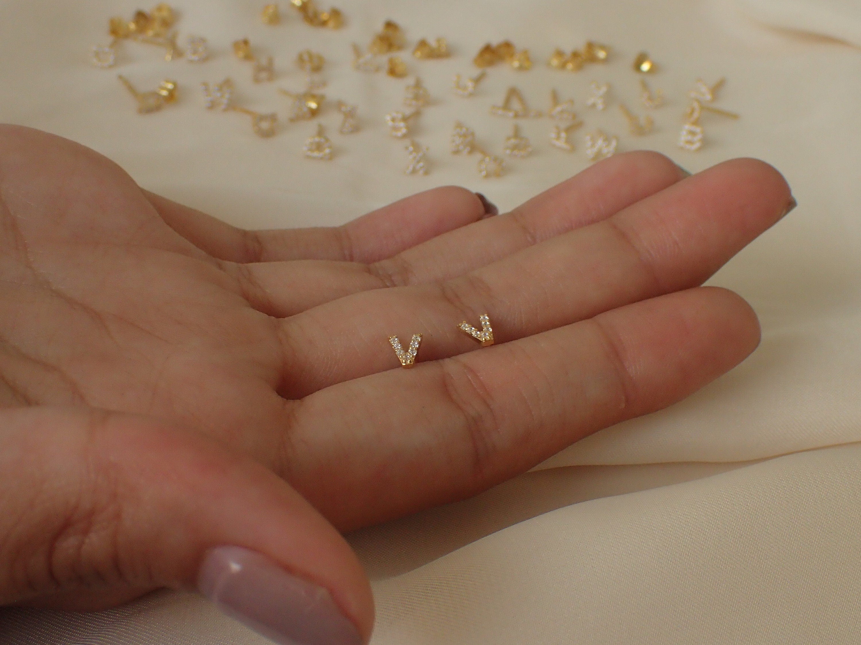 Custom Initials Earrings / Personalized Stud Earrings / Sterling Silver Letter Earrings / Bridesmaids Gifts / Dainty Name Earrings